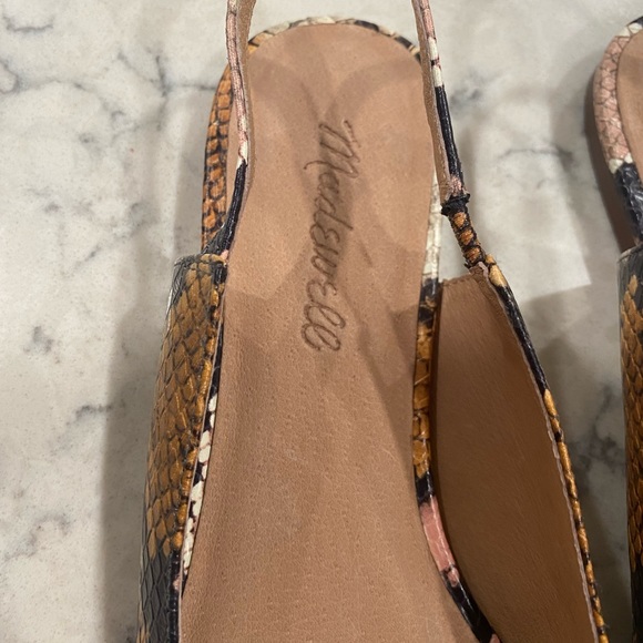 MADEWELL Margo Size 6.5 Leather Slingback Flats Pointed Snakeskin Shoes. - Picture 11 of 12